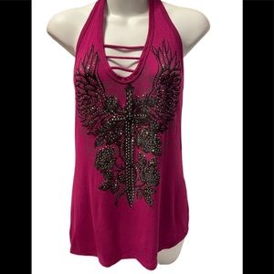 Halter top with cross & wings